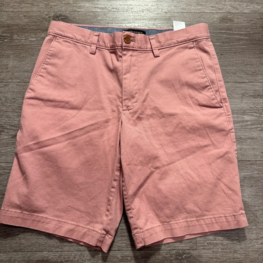 Banana Republic Aiden Shorts Men 29 Pink Cotton Stretch Chino Summer Preppy Slim